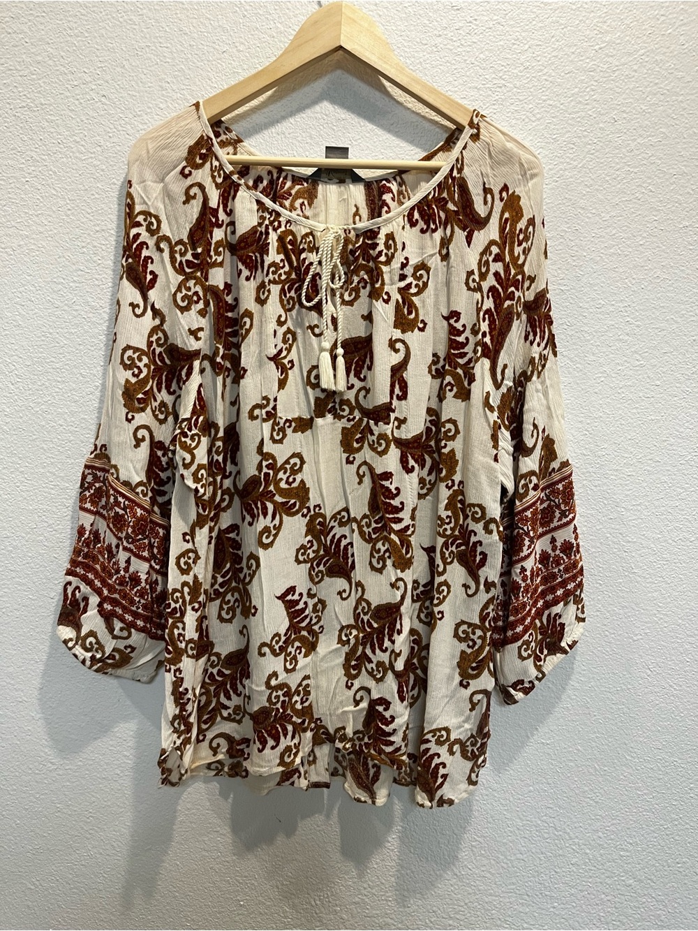 Natural‎ Reflections Cream Tunic with Rust and Brown Paisley Print